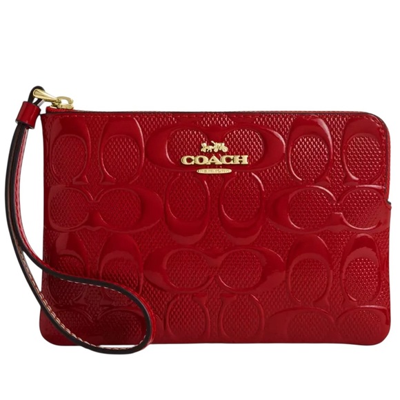 NWT Coach Red Embossed Clutch Red - Picture 1 of 5